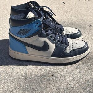 Jordan Navy and White High-Top Sneakers